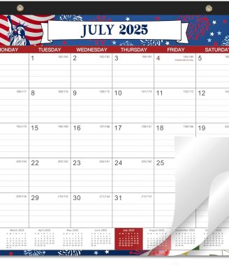 Desk Calendar 2025-2026 - 18 Monthly 2025-2026 Desk Calendar, 16.9"×12.1", July 2025 - December 2026, Desk/Wall Calendar with Large Ruled Blocks, Corner Protectors - 12 Different Themes