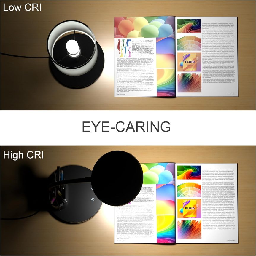 Desk Lamp, LED Desk Lamp for Home Office, Touch Table Lamp with 3 Color Modes 360° Adjustable Arm, Dimmable Desk Light with Pen Phone Holder, Black - Image 4