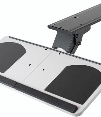 Adjustable Computer Keyboard and Mouse Platform Tray, Ergonomic Under Table Desk Mount Drawer, MOUNT-KB01